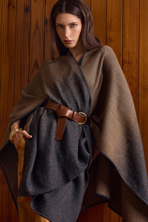 Andean Sunset Gradient Poncho | Luxury Reversible Baby Alpaca Wrap