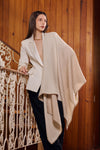 Andean Ivory Gradient Poncho | Luxury Reversible Baby Alpaca Wrap