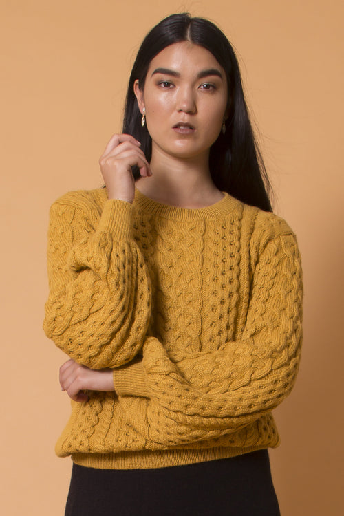 100% Baby Alpaca Pullover Sweater | Soft, Thick & Cozy Luxury Knit - Amber