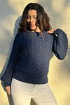 100% Baby Alpaca Pullover Sweater | Soft, Thick & Cozy Luxury Knit - Blue
