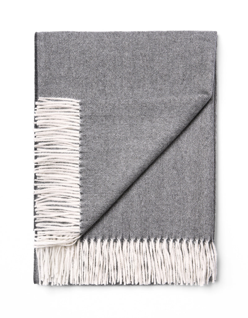 Luxury Herringbone Gray Throw